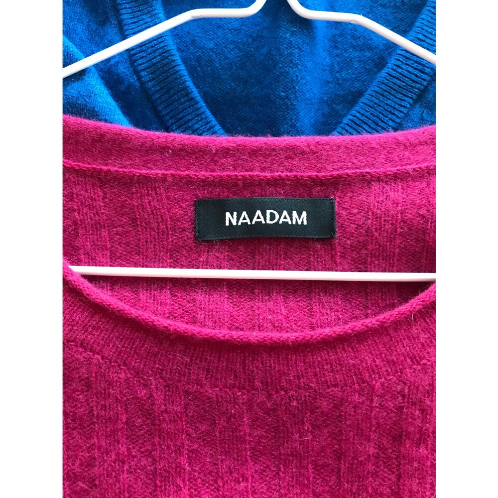 NAADAM Raspberry Pink Cashmere Ribbed Crew Neck Sweater Medium - Picture 5 of 8